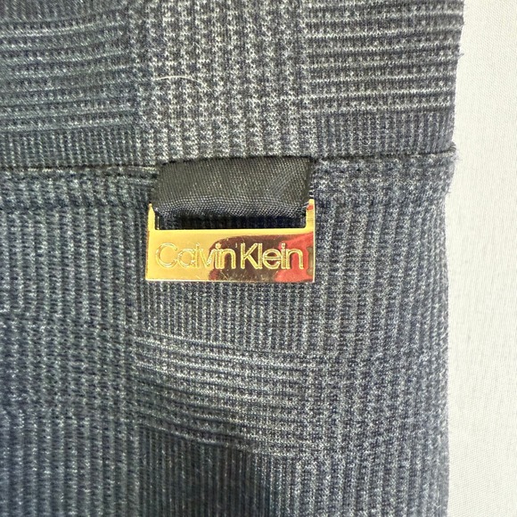 Calvin Klein Womens Plaid Straight Leg Pants XL Black Gray Stretch Comfort - Picture 2 of 6
